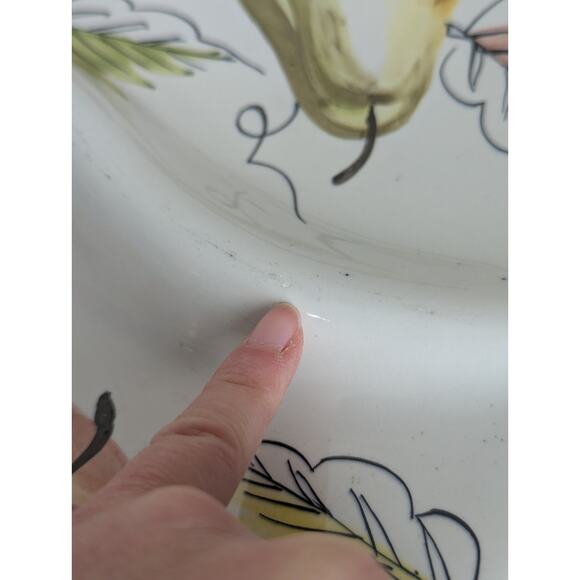 Italian Porcelain Circular Divided Serving Platter Hand Painted Fruit Signed - Picture 9 of 16